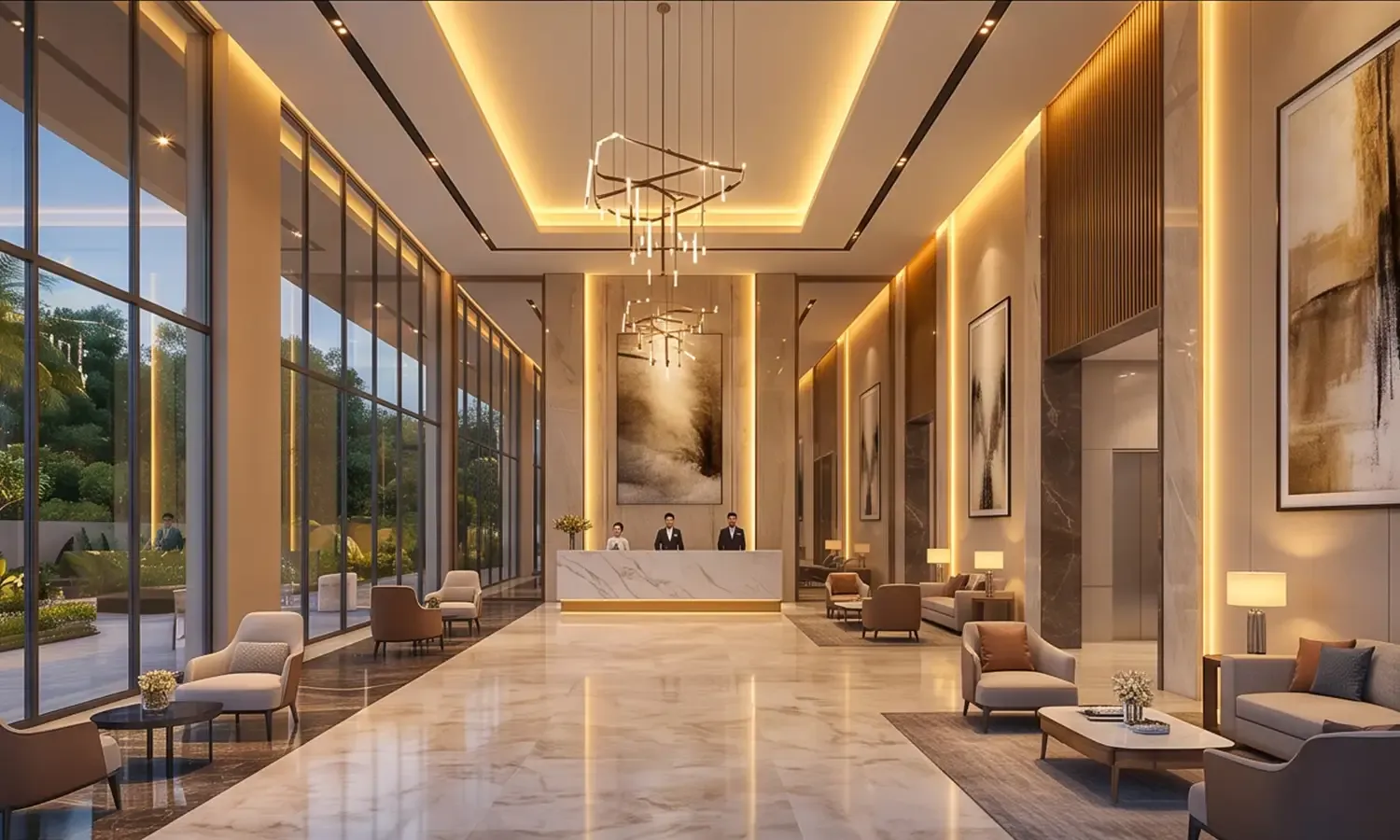 Premium Residential Tower – Luxury Entrance Lobby Interior